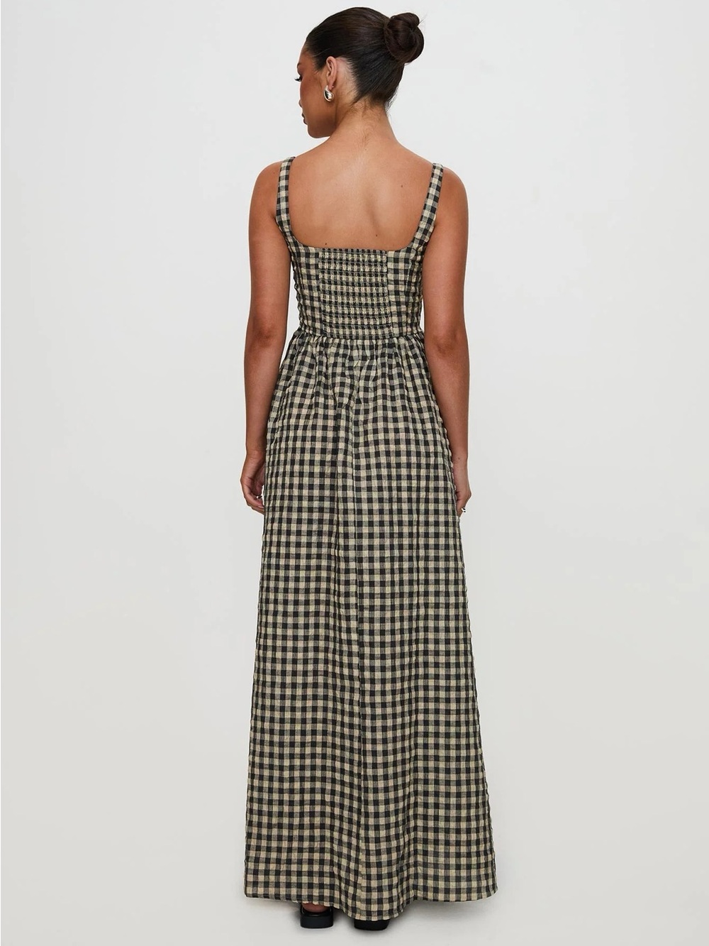 Princess Polly Black & Beige Gingham Maxi Dress - Picture 6 of 7